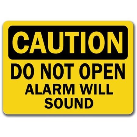 SIGNMISSION Caution Sign-Do Not Open Alarm Will Sound-10in x 14in OSHA Sign, 10" L, 14" H, CS-Alarm Will Sound CS-Alarm Will Sound